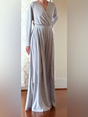 HALARA Ice Blue Wide Leg Jumpsuit with Gathered Waist